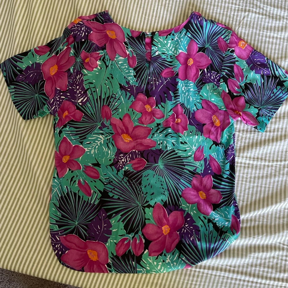 Apostrophe Pink and Green Floral Blouse